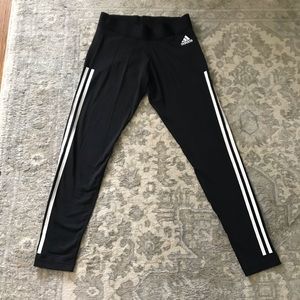 Adidas three-stripe black leggings/tights